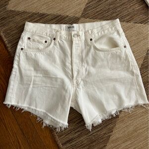 Agolde Parker Long Shorts in Panna Cotta